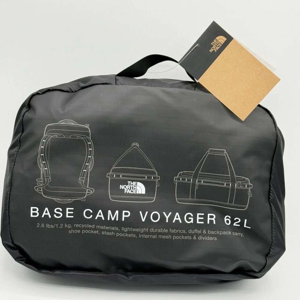 The North Face Base Camp Voyager 62L Duffel Bag Black White NF0A52S3 NEW